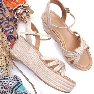 J. CREW  Cream Espadrille Platform Wedge Sandal Size 9½